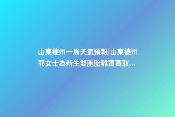 山東德州一周天氣預報|山東德州郭女士為新生雙胞胎雞寶寶取名時尚型套餐-第1張-公司起名-玄機派